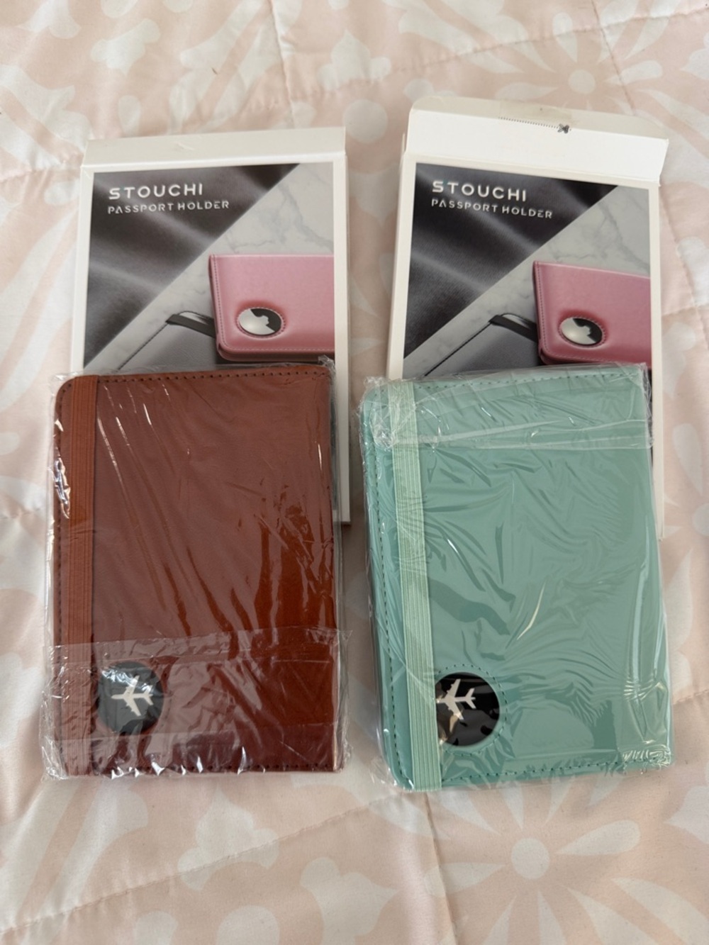 Passport Holder - Tan and Mint Travel Wallet Set - Picture 2 of 4